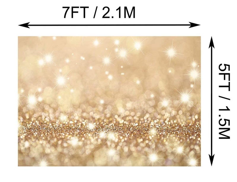 BELECO 7x5ft Bokeh Backdrop Fabric Golden Glitter Backdrop Holiday Twinkle Lights Gold Sparkle Spot Glitter Background Birthday Party Wedding Photoshoot Kids Baby Shower Photo Props - Image 5